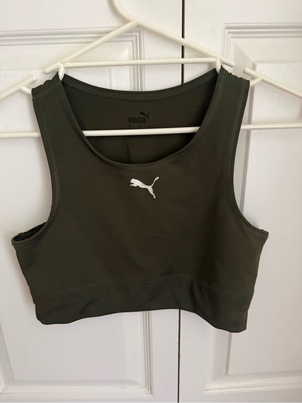 Puma Olive Green Performance Racerback Bra
